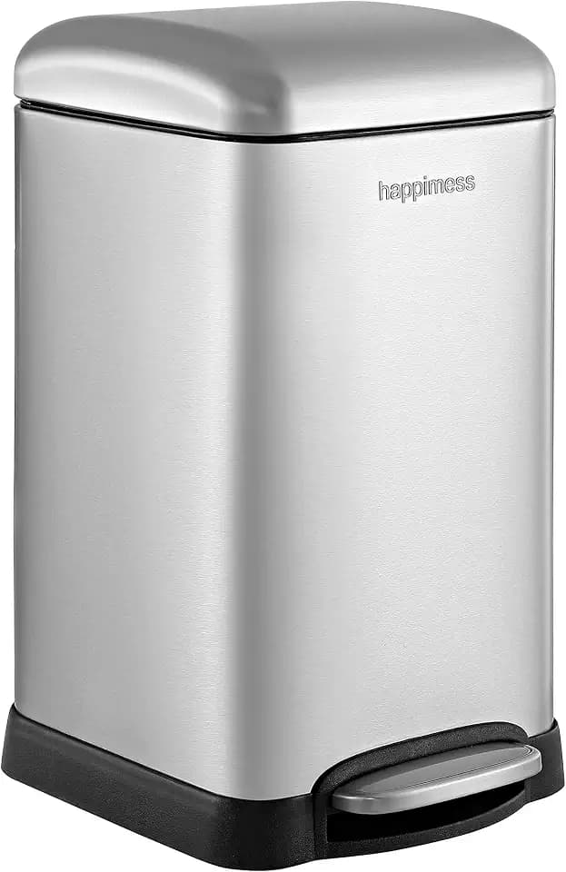 happimess Betty Retro Mini 3.2 Gal Step Trash Can, Platinum Silver