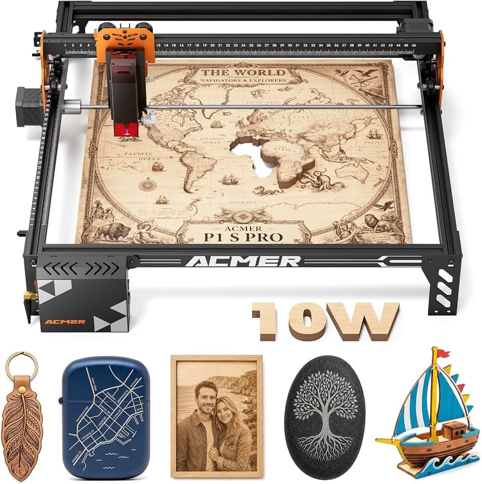 Laser Cutter & Engraver Machine,with 380×370mm Large Working Area, WiFi Control, Engraves and Cuts Wood