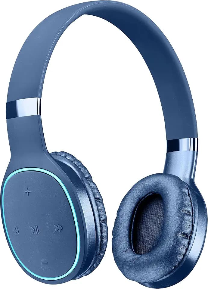 AQL Kosmos 2 | Bluetooth-Kopfhörer | Hi-Fi-Bluetooth-Stereokopfhörer mit verstellbarem Kopfbügel – 16 Stunden Spielzeit und 15 Minuten Schnellladung – Fernbedienung mit Mikrofon – Blau