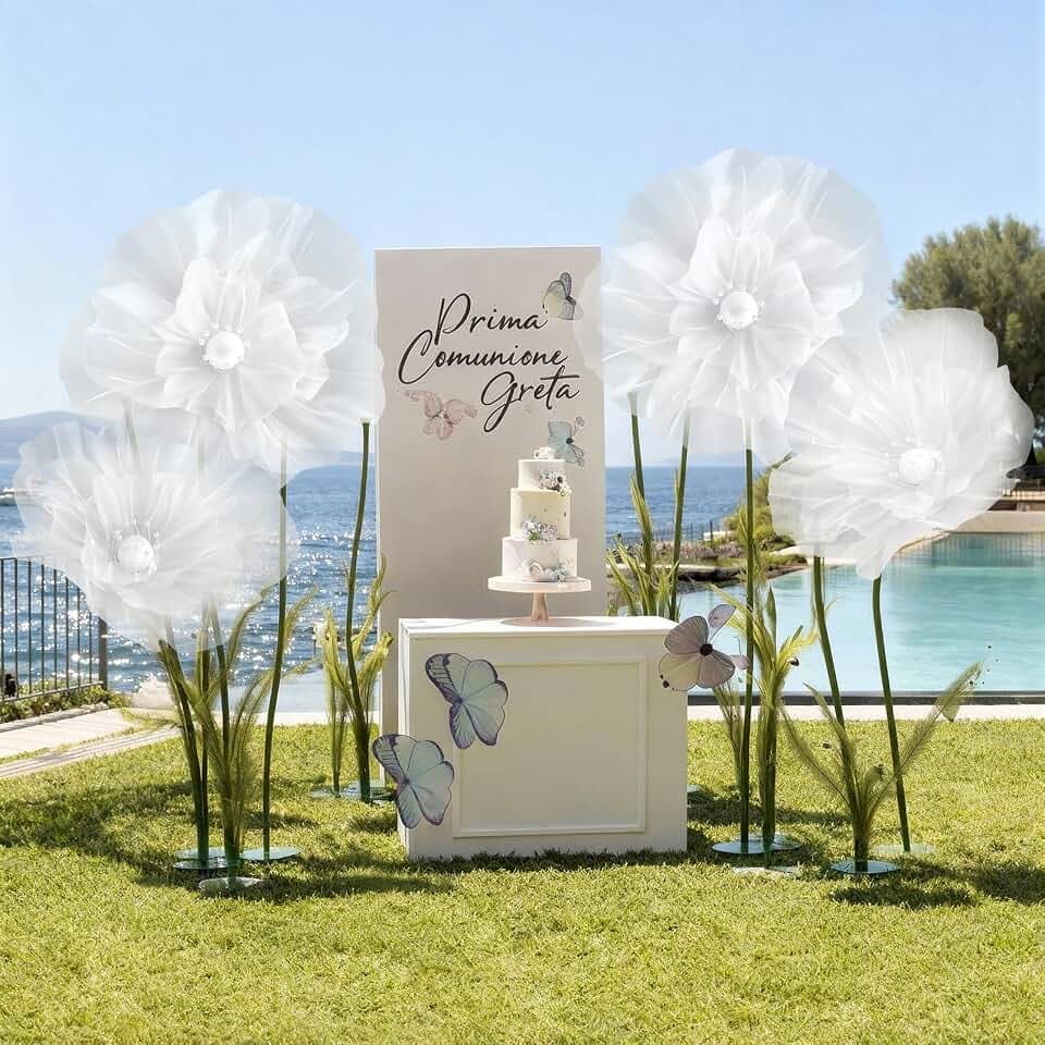 4 Pcs Giant 3D Large Flower Decorations, White