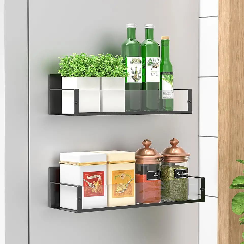 HuggieGems Metal Magnetic Spice Rack for Refrigerator Clear, 2 Pack