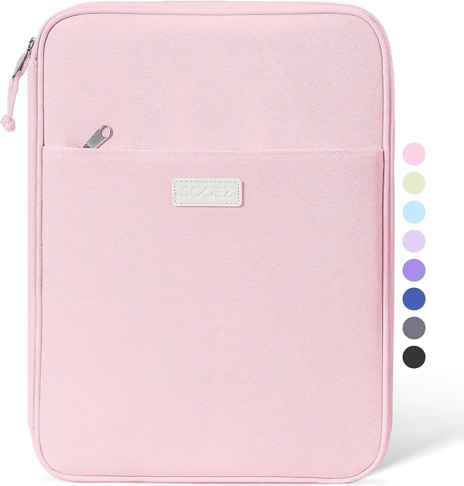 Sooez Zipper Binder Bag, 1 Inch Binders 3 Ring O-Ring, 5-Tab Divider Folder
