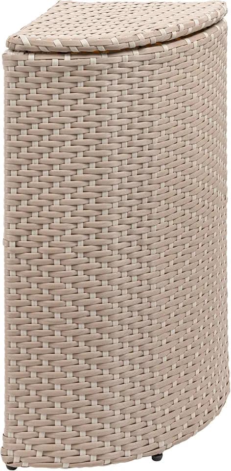 happimess Chloe 10 Gal Wicker Corner Outdoor Trash Can, Light Pink/White