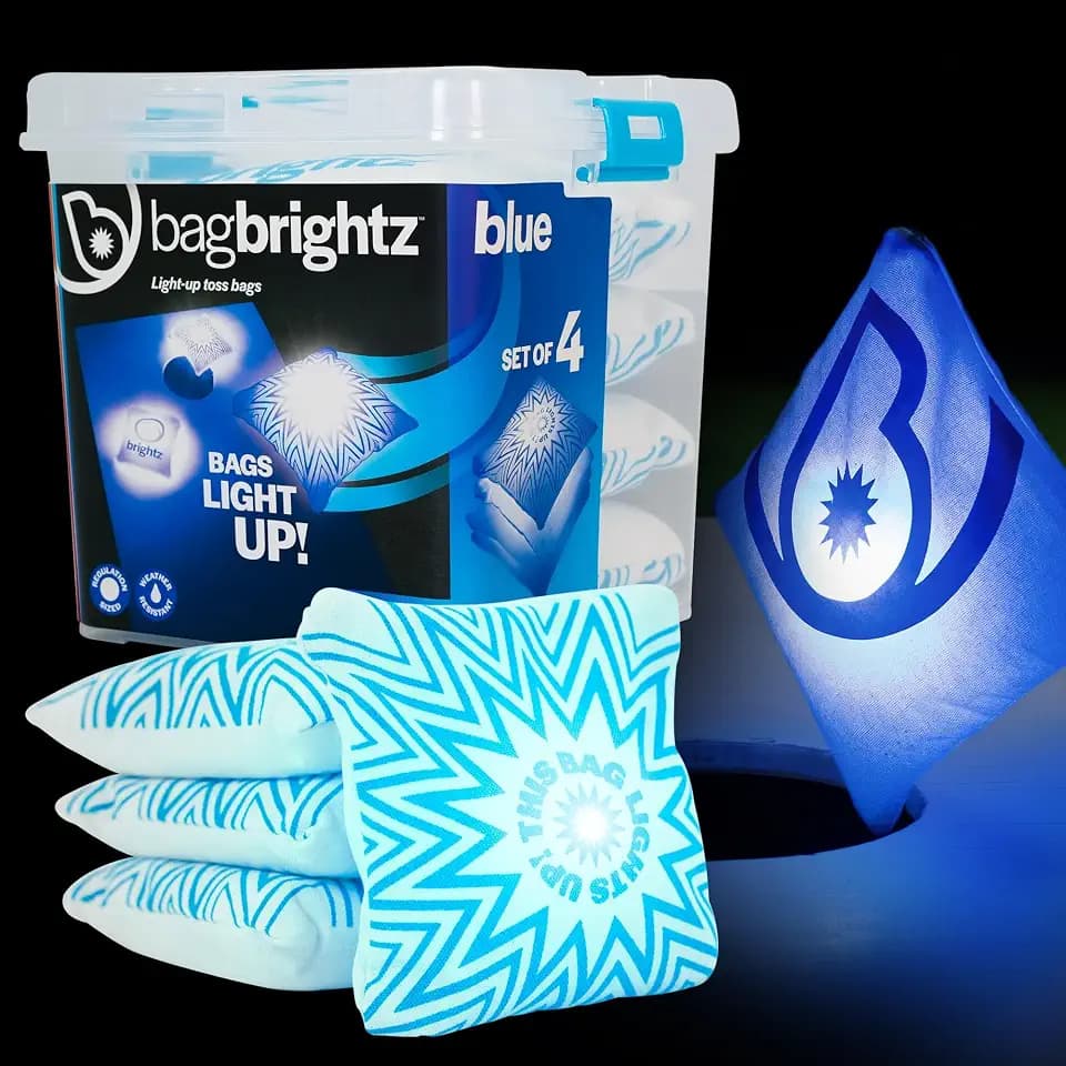 Brightz BagBrightz LED Cornhole Bags, 4-Pack - Cornhole Bean Bags that Light Up - Next Level Gameplay Experience! - 6+ Hours of Glow Time - Sold in Packs of 4 - Select Your Team Colors!