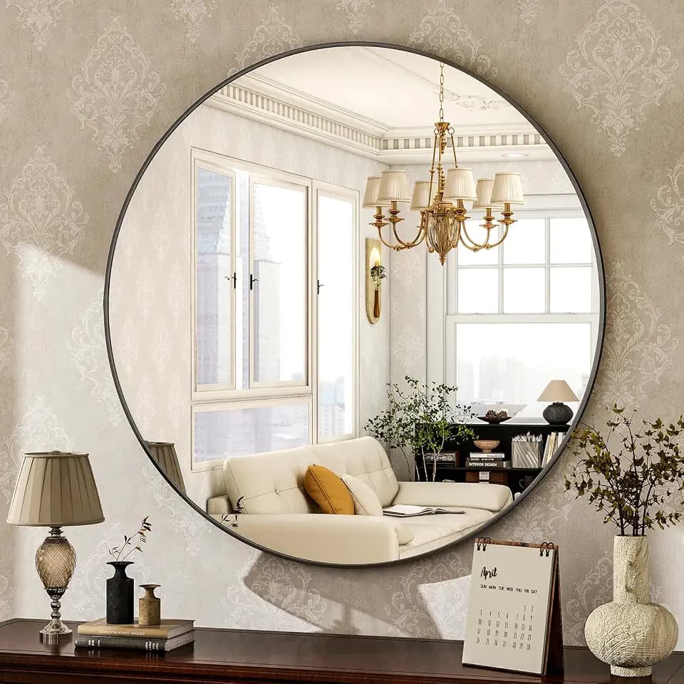 HARRITPURE 24 Inch Round Mirror Black Circle Bathroom Mirror