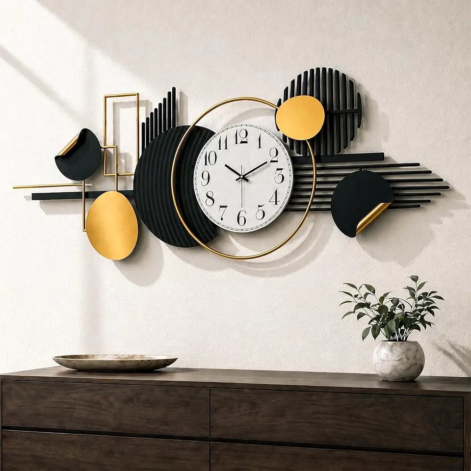 39" Modern Large Wall Clock Decorative Metal Art for Living Room