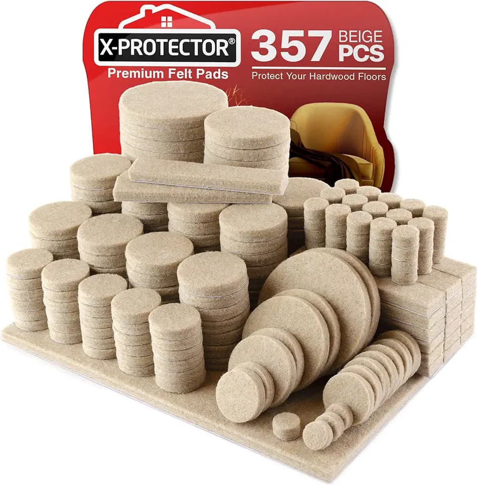 X-Protector 357 pcs Beige Felt Furniture Pads - Hardwood Floor Protectors