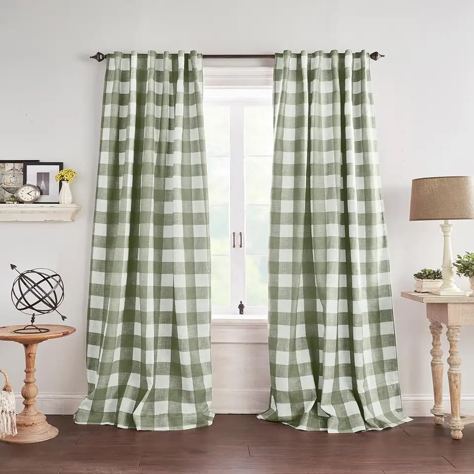 Grainger Rod Pocket Back Tab Window Curtain Panel, Sage Green - 52" W x 63" L