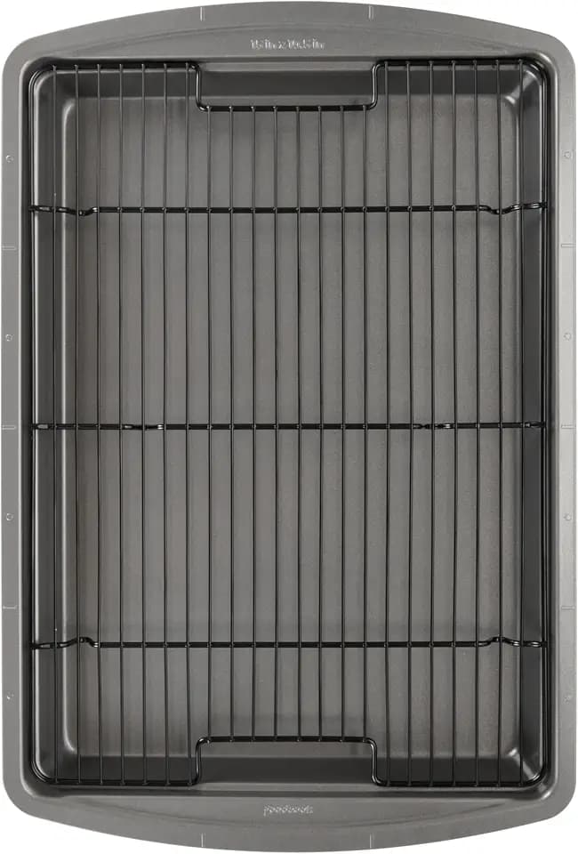 GoodCook Nonstick Carbon Steel Baking Pan & Raised Wire Rack, 15x10.5-Inch