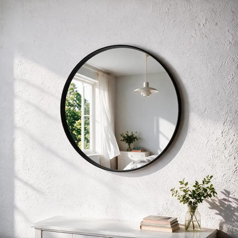 NEWBULIG 20-Inch Round Wall Mirror, Bathroom Wall Circle Mirror