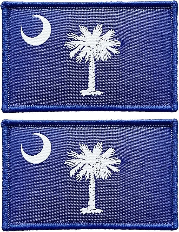stidsds 2 Pack USA South Carolina Flag Patch South Carolina State Flags Embroidered Patches US State Flags Military Tactical Hook and Loop Fastener Patch for Clothes Hat Backpacks Pride Decorations