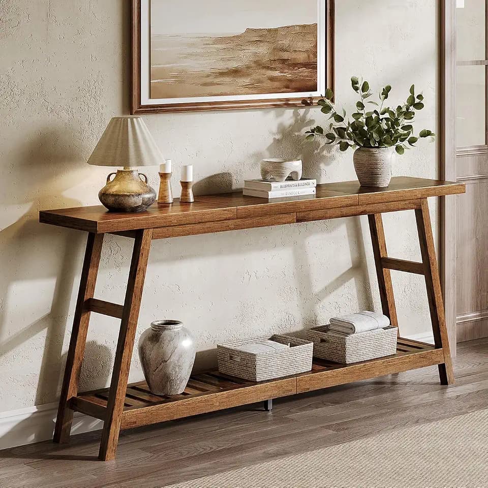 ChooChoo 70.9 Inch Long Console Tables for Entryway, Hallway Table, 2-Tier