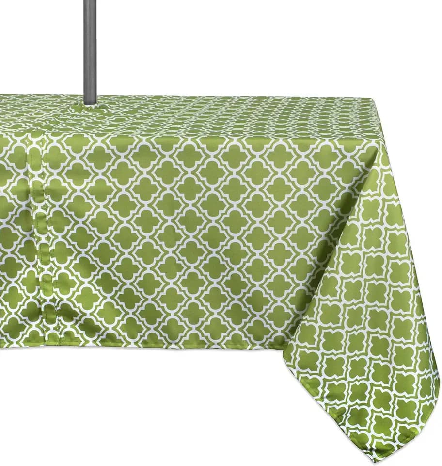 DII Green Lattice Outdoor Tabletop, Collection Stain Resistant & Waterproof, 60x84 w/Zipper, Green