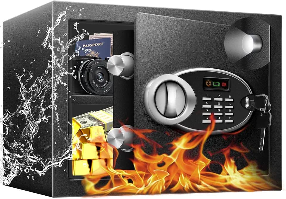 11.81" Small Steel Fireproof Safe Security Box with Fireproof Document Bag