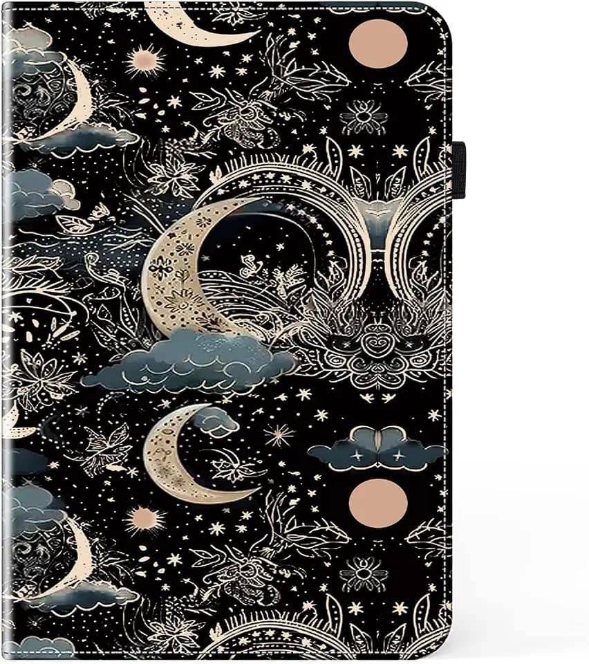 Hülle für iPad Pro 11 Zoll M4 2024 (5. Generation) Schutzhülle Flip PU Leder mit Stifthalter und Stand Wallet Cover Case für iPad Pro 11 Zoll 2024 Hülle - Mond