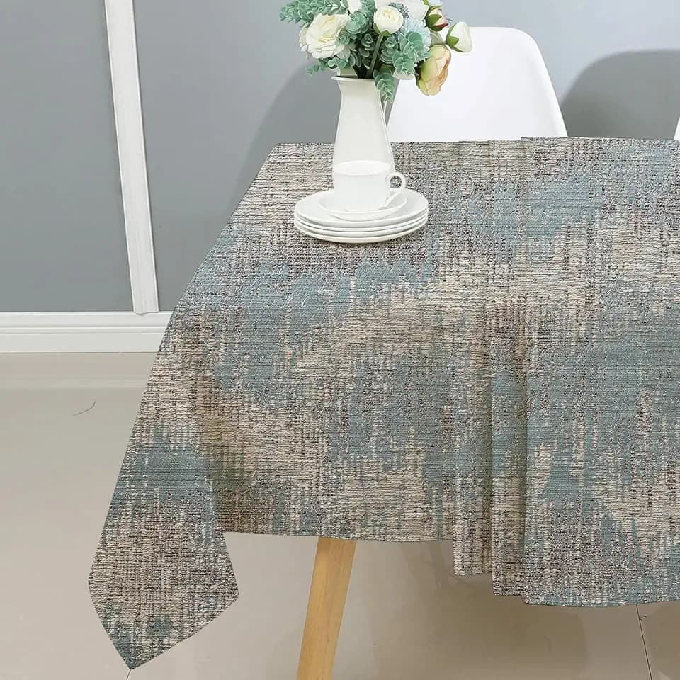 Majestic Giftware Jacquard Tablecloth for Rectangle Tables (TBEAQ-5472) | Bermuda - Aqua Elegant Design Dining Table Cover | Decorative Soft & Washable Tablecloth for Home, Kitchen & Dining (54X72)