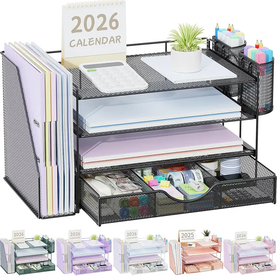 gianotter Metal Mesh Desk Organizers and Accessories with File Holder