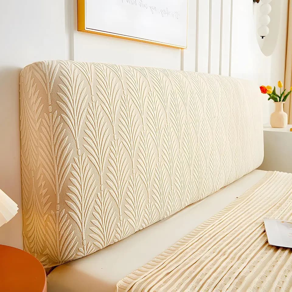 JOKIVTOU Stretch Universal Headboard Cover Slipcover for Bed Solid Jacquard Fabric Dustproof Protective Backrest Cover for Upholstered Beds Cal King