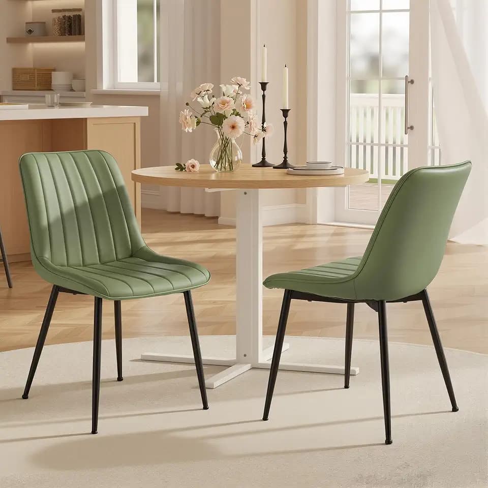 VASAGLE Dining Chairs Set of 2, Upholstered Kitchen Chairs, PU Leather