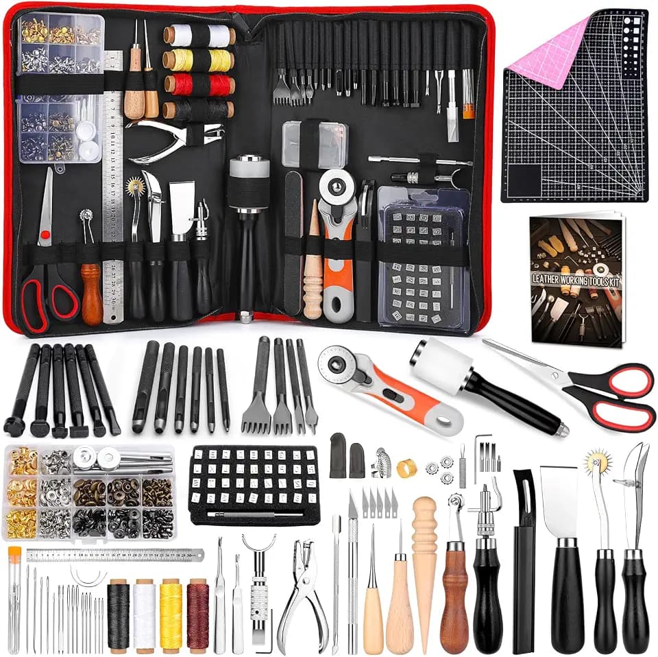 IMZAY 415 PCS Leather Working Kit, Leather Tool Kit, LeatherCrafting Set