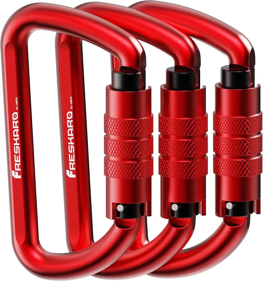 FresKaro 3inch 12kN-2698lbs Auto Locking Carabiner Clips, Solid D Shape, Heavy Duty 7075 Aluminum, Lightweight 1.09oz, Rust Proof, for Hammock, Hiking, Dog Leash, Keychain etc., Multi-Colors