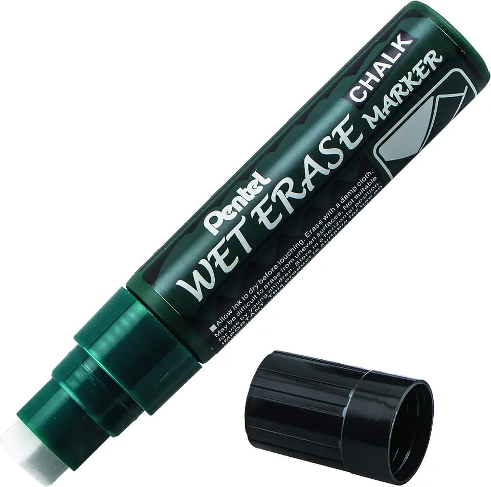 Pentel Arts Wet Erase Chalk Marker, Jumbo Tip, Black Ink, Box of 12 (SMW56-A)