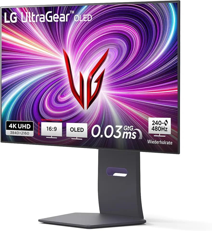 LG Ultragear™ 32GS95UX-B.AEU (32 Zoll) 4K UHD OLED Gaming-Monitor, 240Hz/480Hz, AMD FreeSync™ Premium Pro, DisplayHDR™ True Black 400, Pixel Sound, 2X HDMI 2.1, Grau