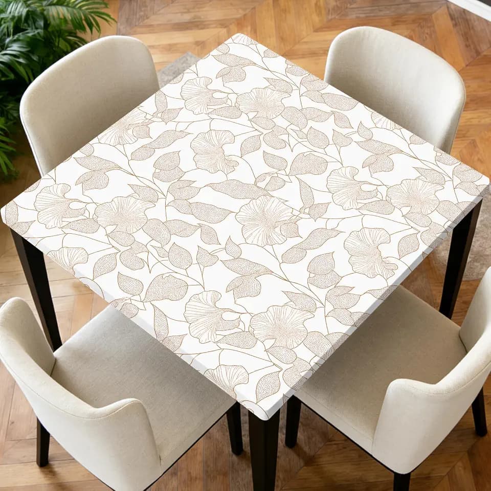 Square Fitted Tablecloth with Elastic Edge Design 34X34 in