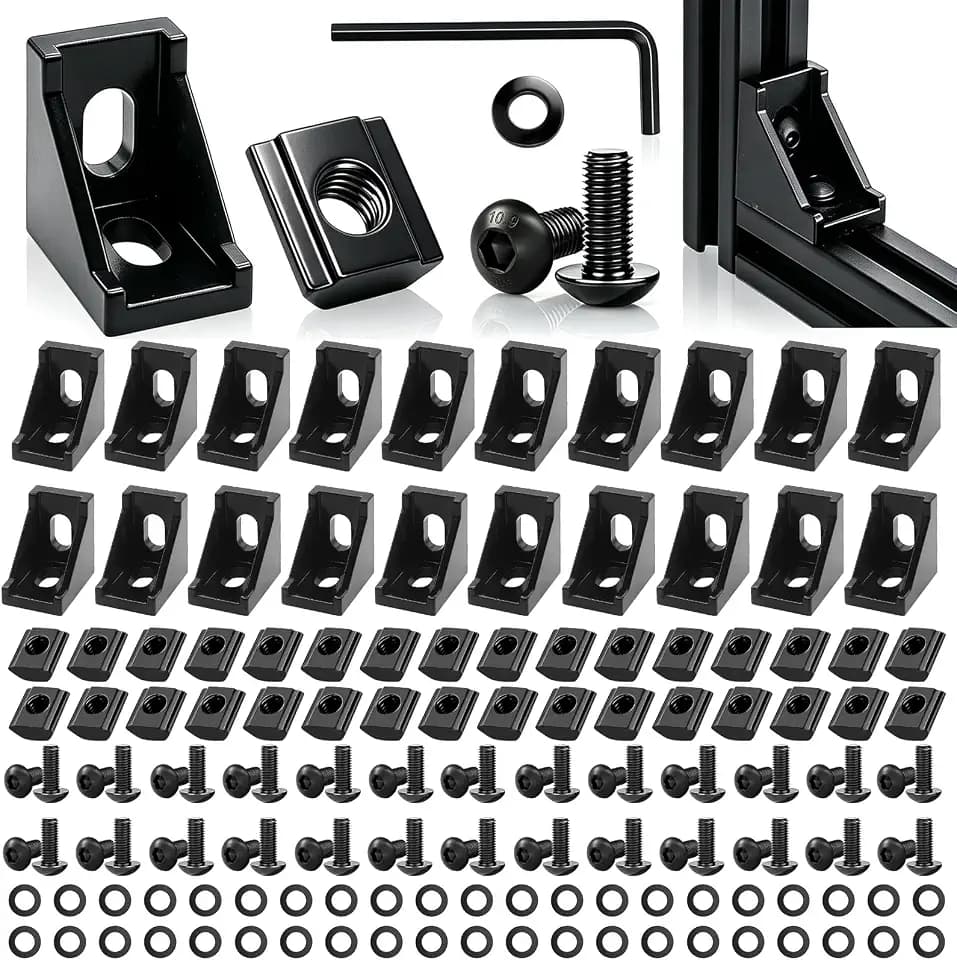 mankk 20 Set 4040 Series T Slot Rail Aluminum Extrusion Profile Connectors 3540 Corner Bracket with T-Slot Sliding Nuts and M8 Hex Screw Bolt for Aluminum Rail Accessories