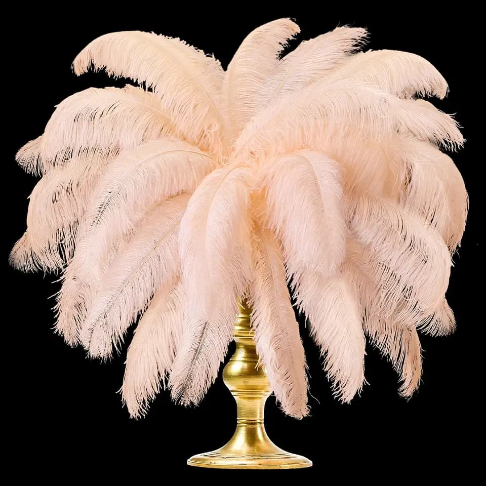 Tigeen 30Pcs Natural Ostrich Feathers Bulk 10-12 Inch,12-14 Inch, Champagne