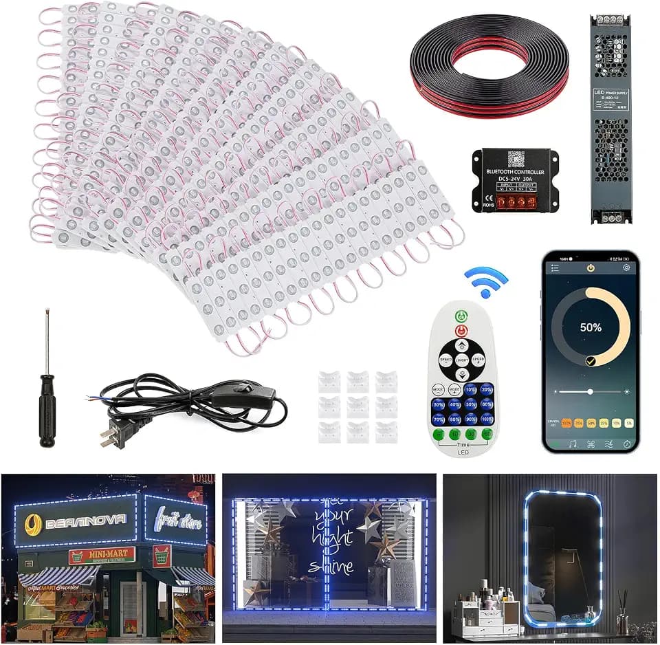 BEAMNOVA Blue 100Ft Extremely Bright Storefront LED Light for Business