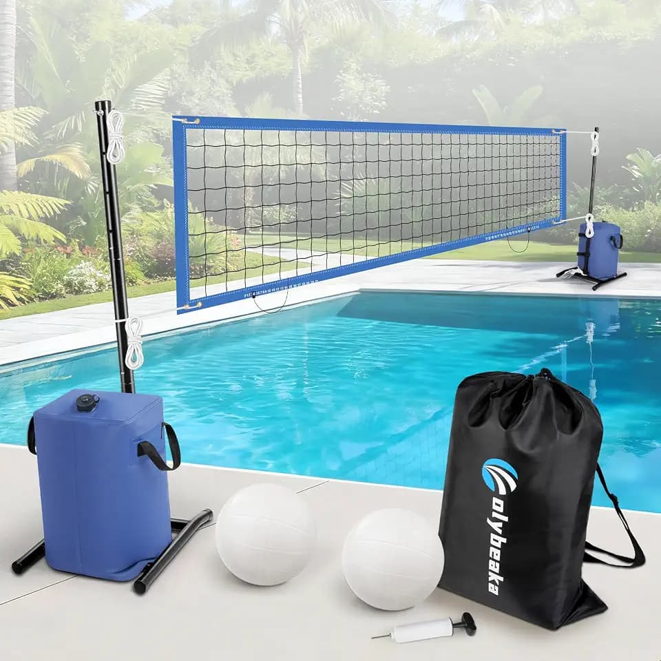 Swimming Pool Volleyball Net Set, Max 30ft & 4-Height Adjustable