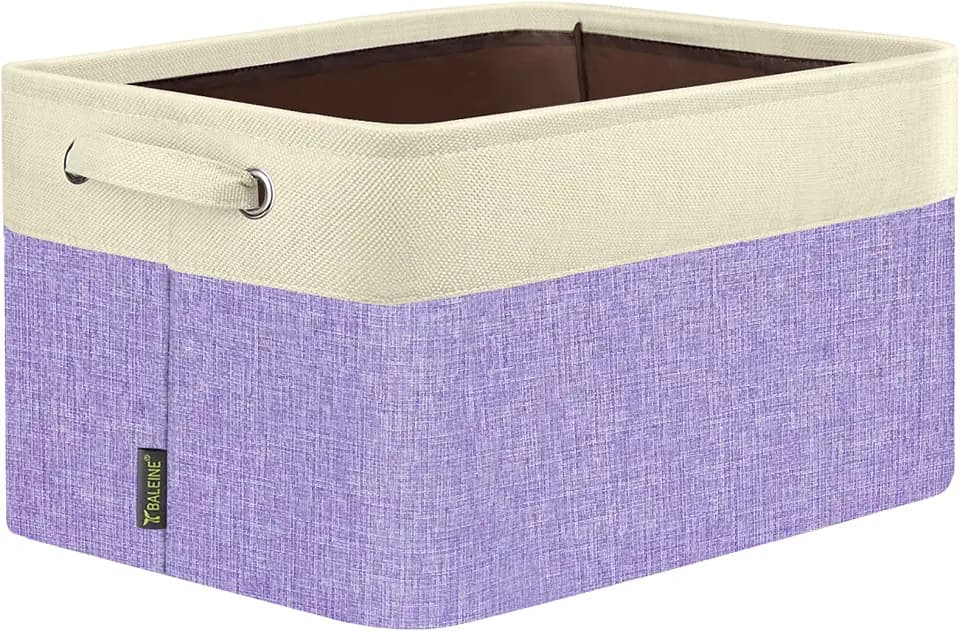 BALEINE 1 Pack Fabric Closet Storage Bins for Shelves, Linen Closet Organizers and Storage, Decorative Baskets for Organizing, Shelf, Clothes, Home, Office (Lavender, 17''x13''x10.5'')