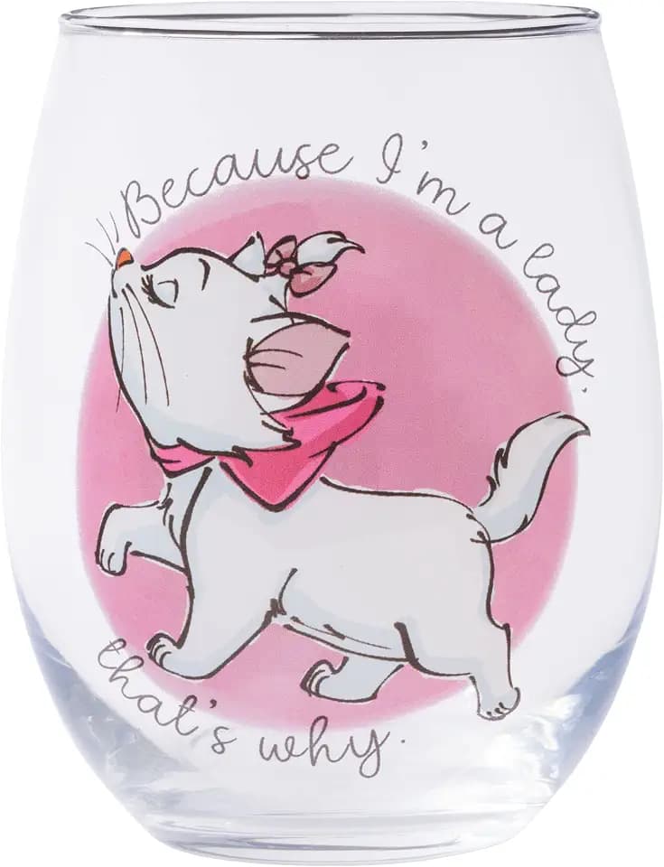 Silver Buffalo Disney Aristocats Marie Lady, Stemless Wine Glass, 20oz