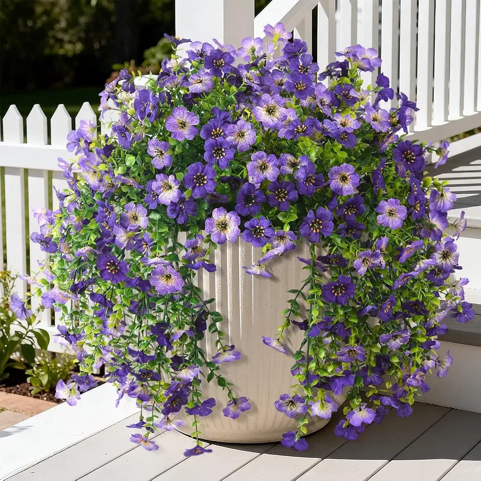 INQCMY 2 Pcs Artificial Fake Hanging Flowers for Outdoors UV Resistant