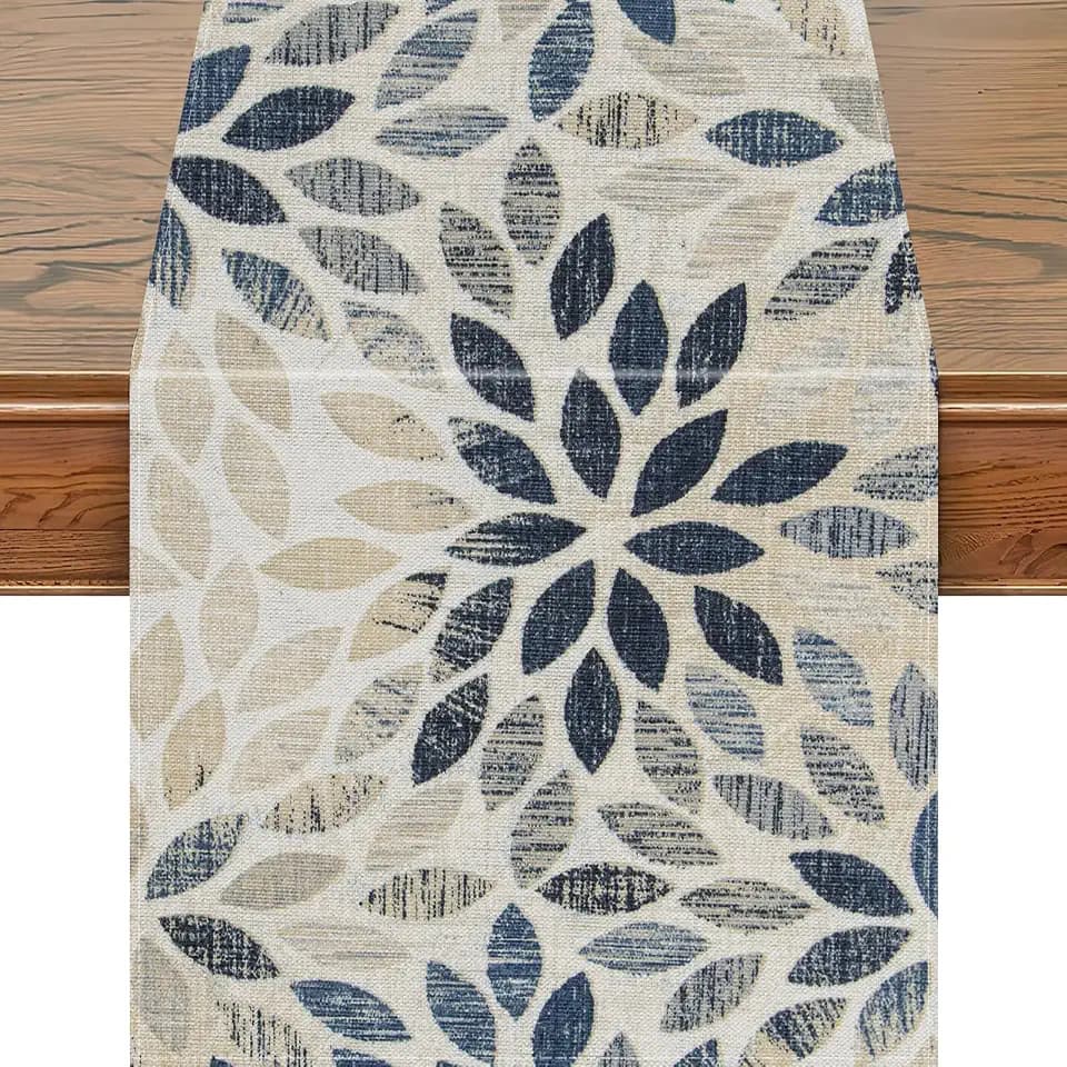 Snycler 13x72 Inch Table Runner Chinoiserie Vintage Style Mountain Spring Summer Table Runner, Seasonal House Trees Luxury Farmhouse Kitchen Dining Table Decoration for Home Party Decor