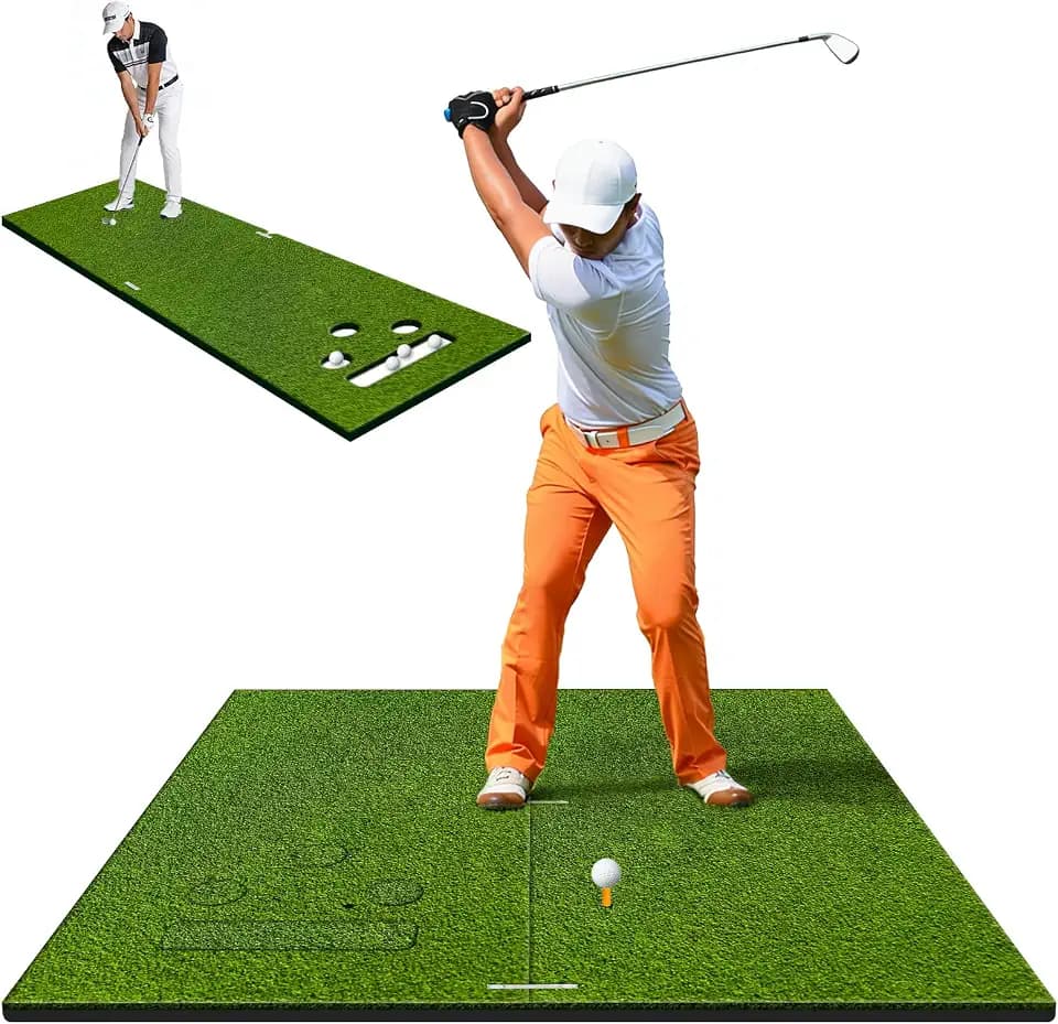 5x5ft Dual-Mode Golf Hitting Practice Mat 1.2in Indoor Outdoor Putting Mats