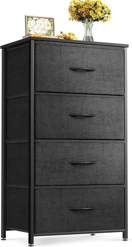 ODK Small Dresser for Bedroom with 4 Storage Drawers, Black