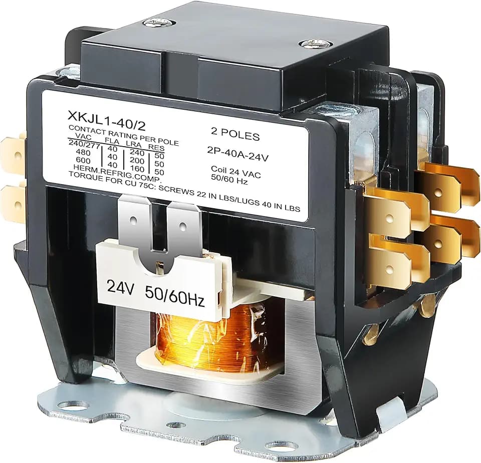 Dreyoo 1 Pcs 24V Coil 40A 2 Pole Air Conditioner Contactor HVAC Contactor