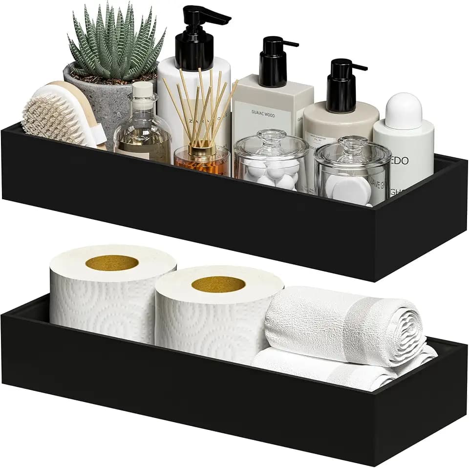 Bamboo Toilet Tank Tray, 15" x 6" x 2.5", Black