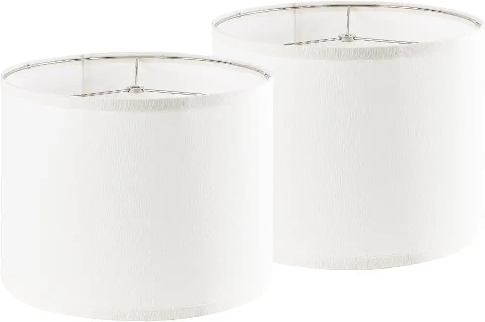 Beige Bamboo Knot Linen Textured Lamp Shades Set of 2 Large Drum Lamp Shade 16``Top x 16``Bottom x 12``High(Spider) Farmhouse Lampshade, Simple Assembly is Required