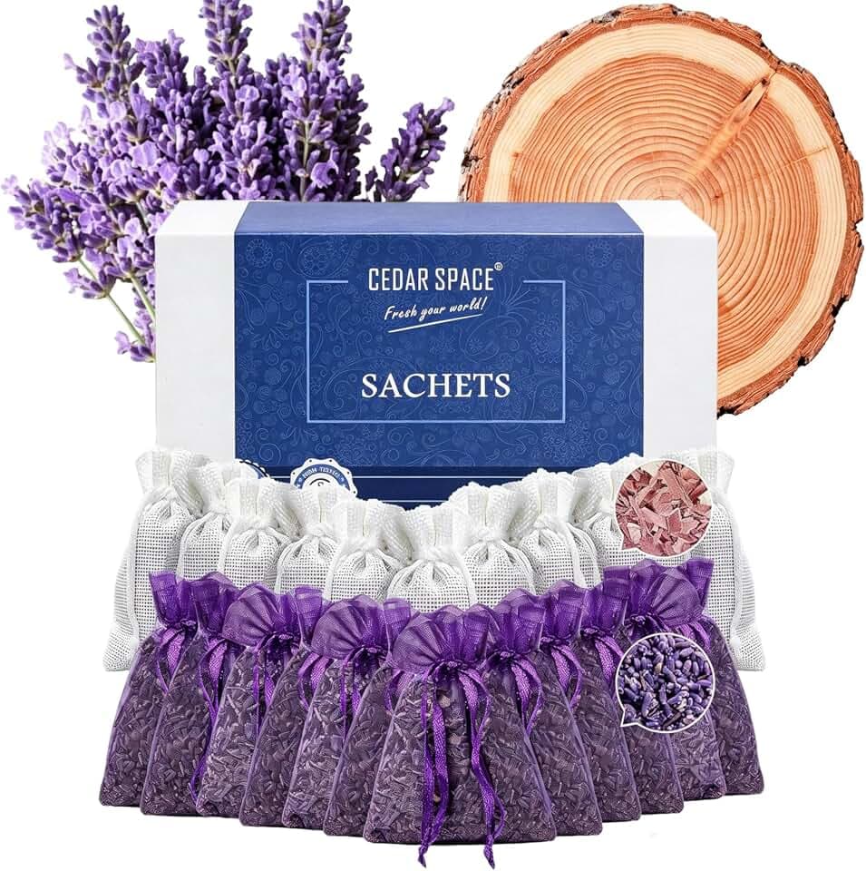Cedar Space Cedar Chips and Lavender Sachets 24Pack for Drawers and Closets