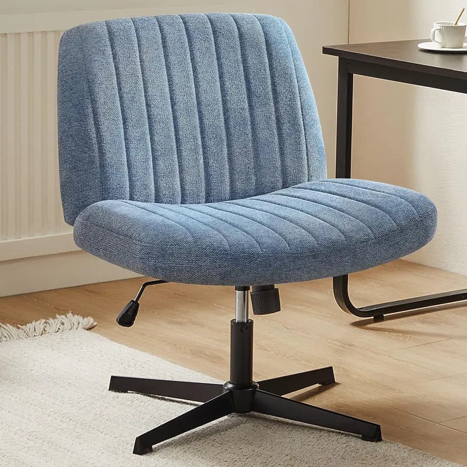DUMOS Criss Cross Chair, Cross Legged Vanity Chair No Wheels, Home Office