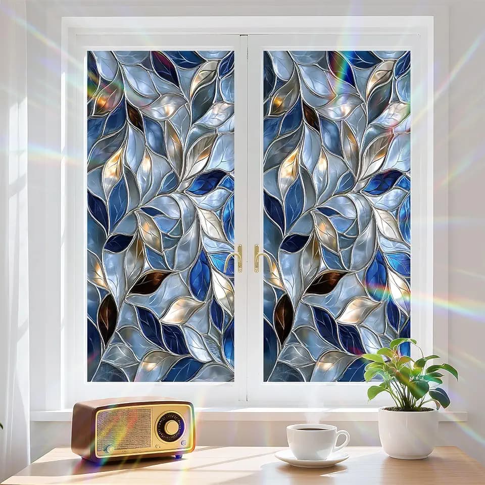 Window Privacy Film Frosted Glass Window Sticker Window Film Static Glass Cling Tint Non-Adhesive for Home Door Decorative Frosting Cover 17.5 X 39.3 inch