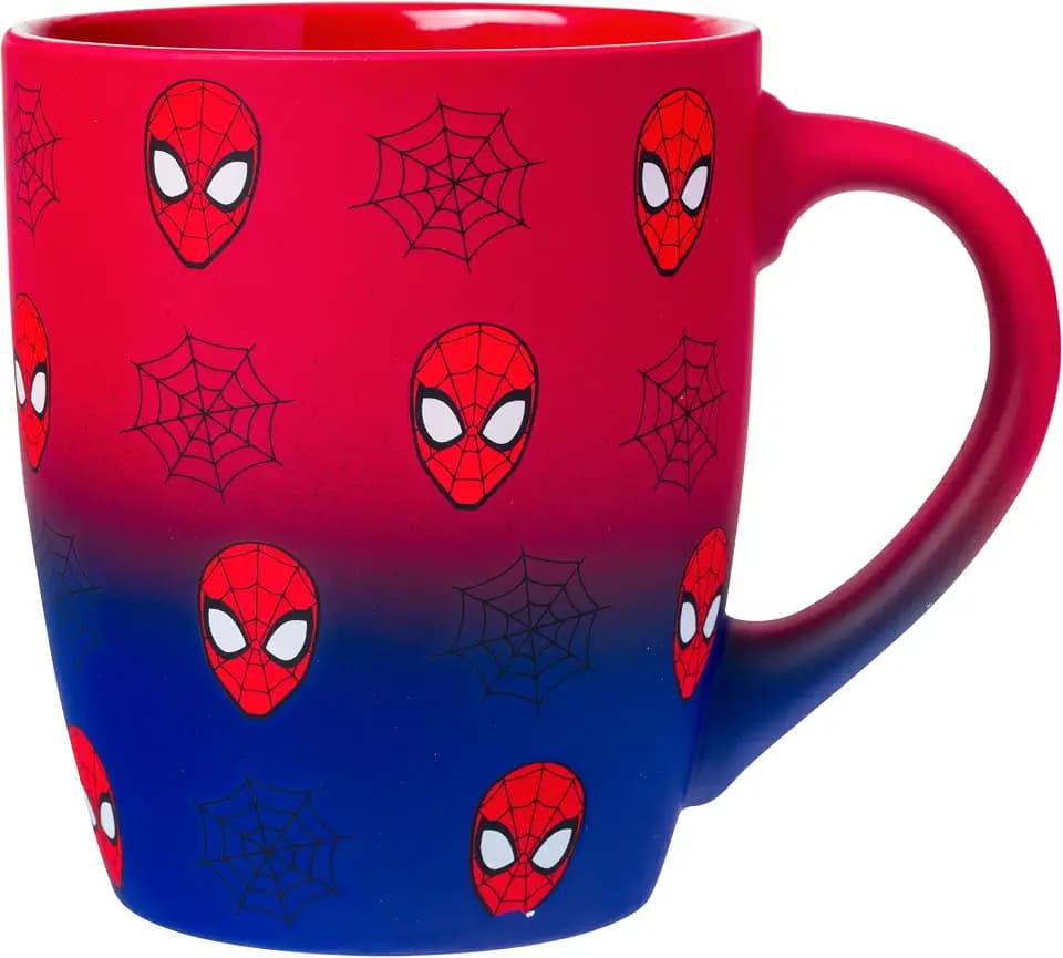 Silver Buffalo Marvel Spider-Man Spidey Face Webs, Ceramic Mug, 25oz