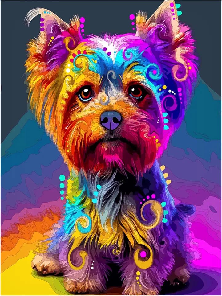 Trademark Fine Art Canvas Wall Art - Dean Russo 'The Sophisticated Yorkie' Wall Art for Living Room, Bedroom, or Office Décor