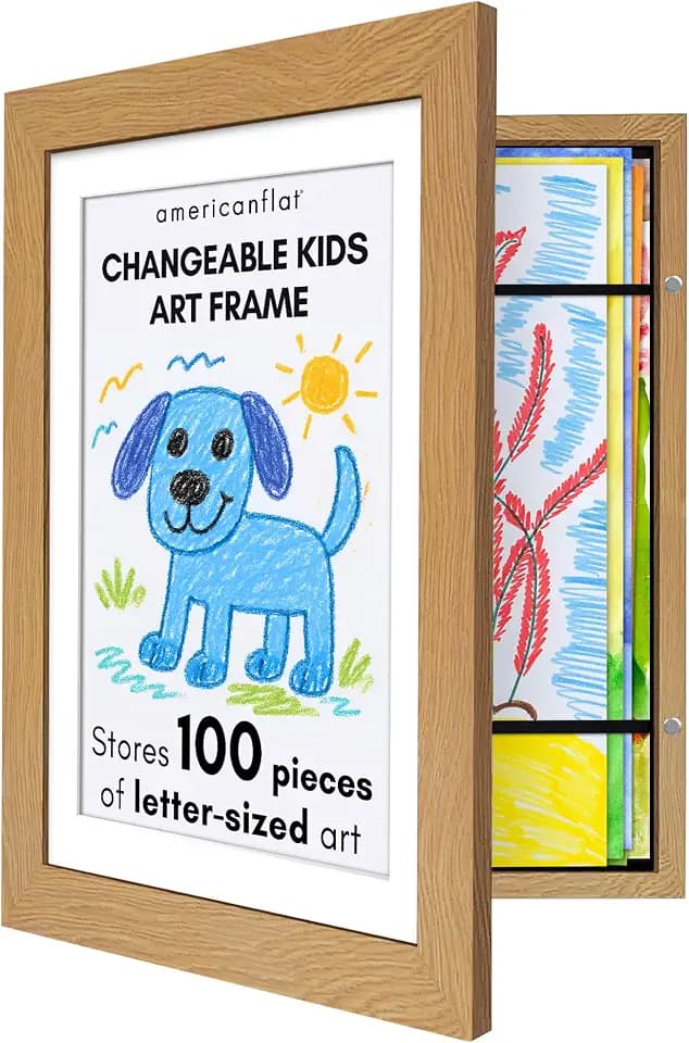 Americanflat 8.5x11 Changeable Kids Art Frame - Dark Oak