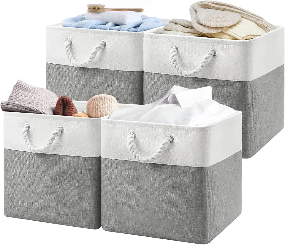 Patvingot 13-Inch Fabric Cube Storage Bins with Handles,4 Pack,Foldable