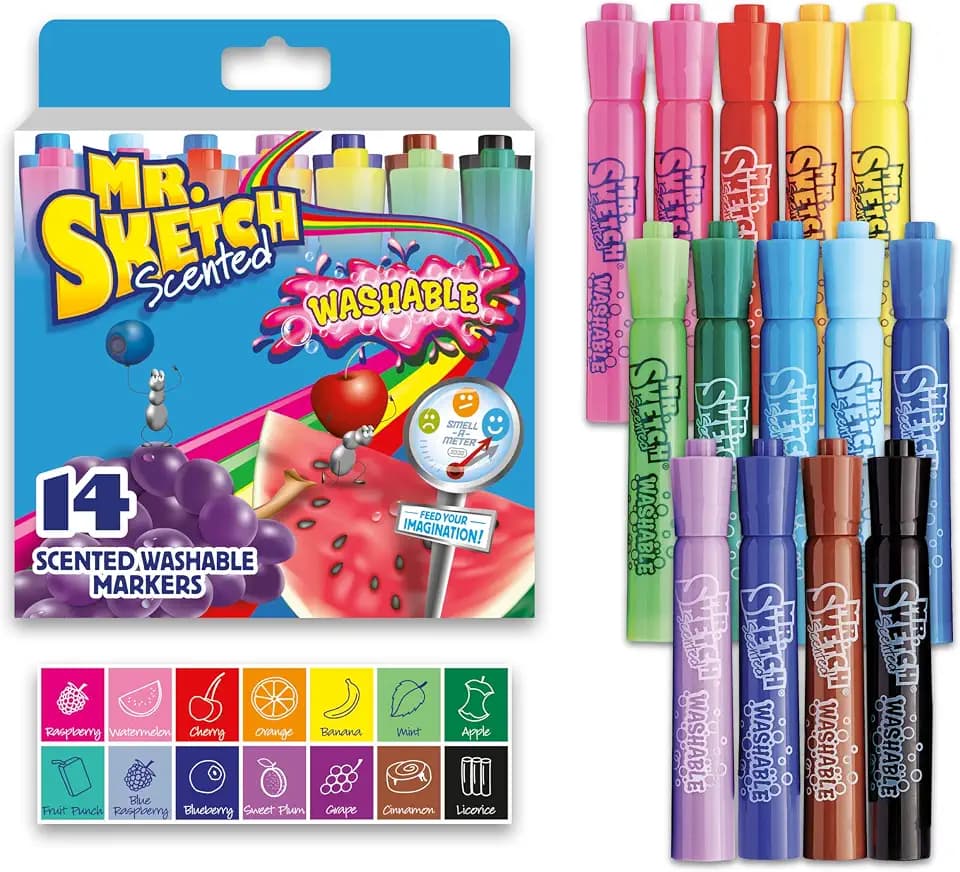 Mr. Sketch Scented Markers, Chisel Tip, Assorted Colors, 14 Count - Fun for Kids, Coloring, Spark Creativity, Arts & Crafts