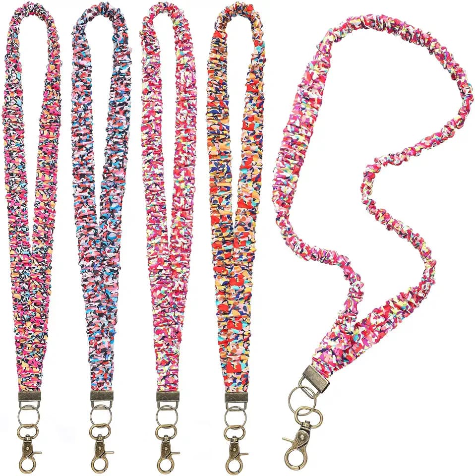 SATINIOR 4 Pcs Scrunchie Lanyards Teacher for ID Badges and Keys